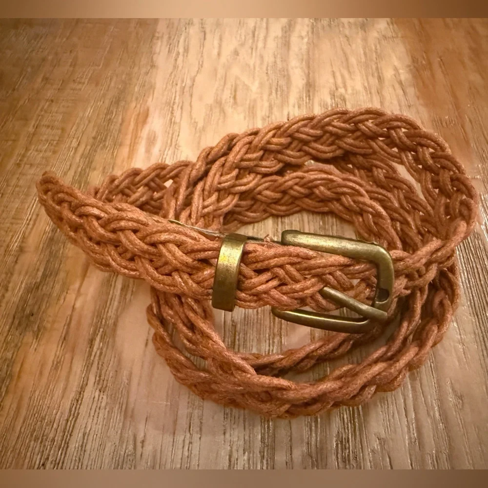 Braided Tan Belt  Full length 44 inches  Width 3/4 inch